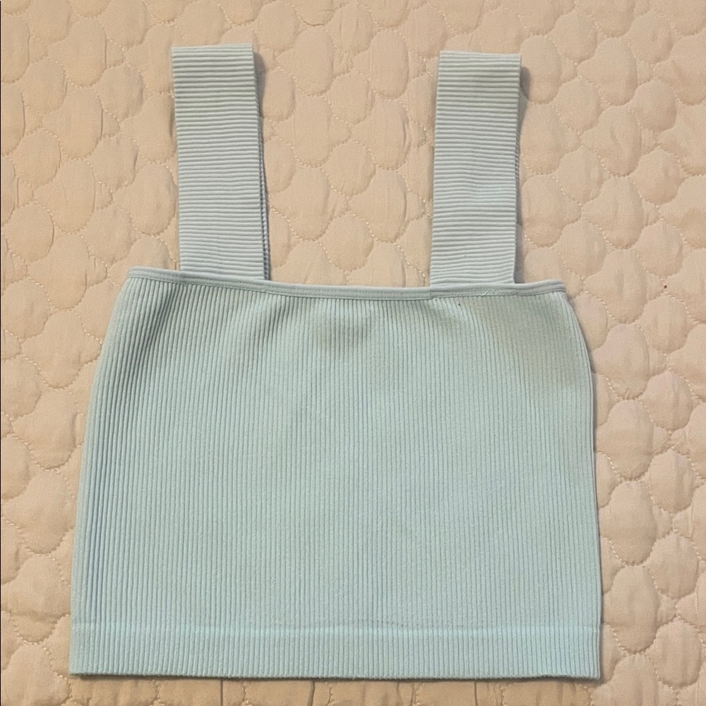 Stylish Blue Ribbed Crop Top
